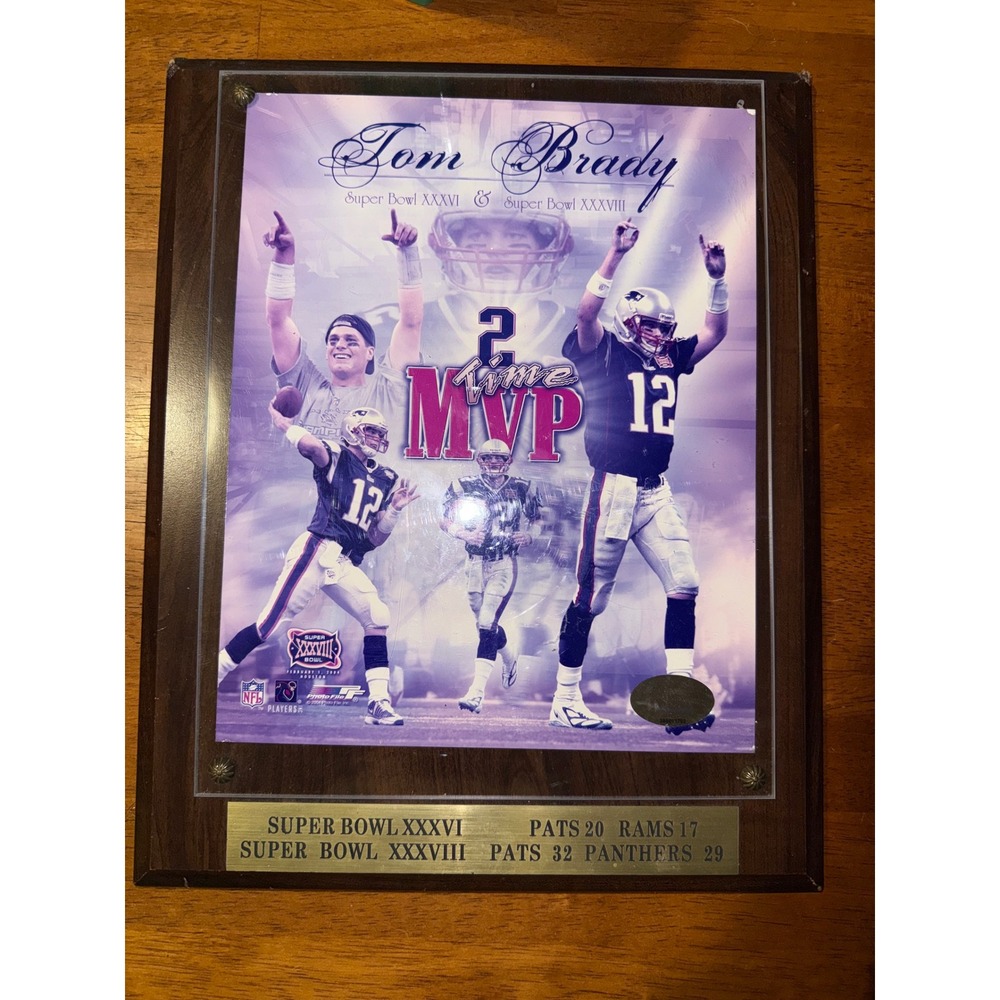 Tom Brady New England Patriots 2-Time Super Bowl MVP Plaque Photo File NFL